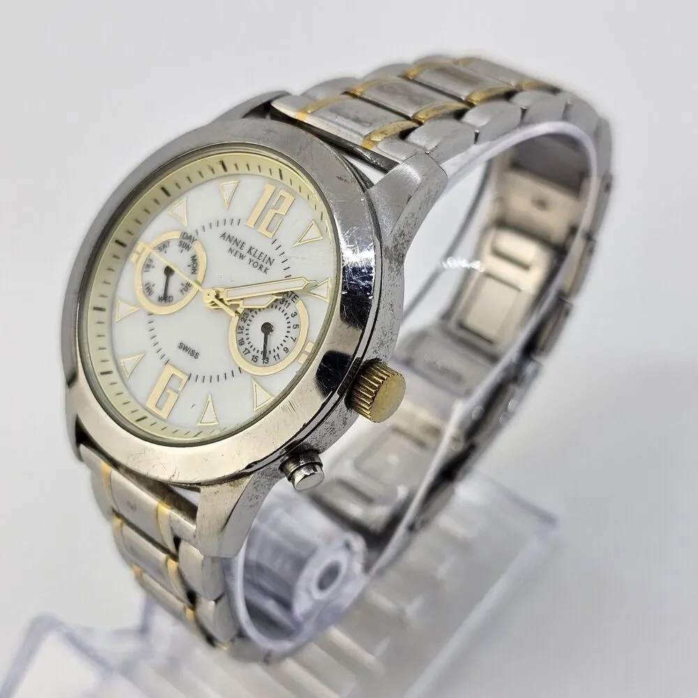 Anne Klein Women's Watch 36MM Gray Dial Gray Gold Bracelet 6.25
